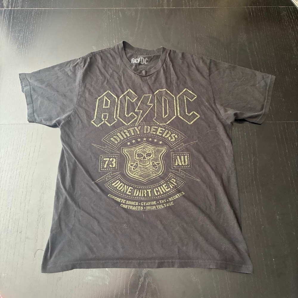 AC/DC Dirty Deeds Done Dirt Cheap Black Graphic Band T-Shirt Skull Rock Tee 078